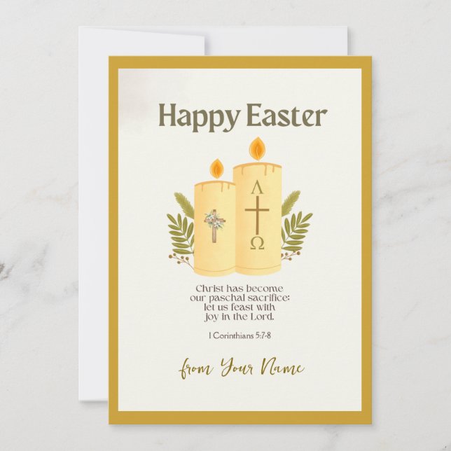 Tarjeta Festiva Saludo Feliz de Pascua Personalizado (Anverso)