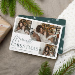Tarjeta Festiva Saludo festivo | Foto de Navidades más valiosos<br><div class="desc">Nuestro elegante y festivo diseño de tarjetas de vacaciones es la manera perfecta de mostrar tres de sus fotos familiares favoritas. El diseño horizontal o paisajístico presenta "Navidades más bonitos" en la tipografía verde forestal y escritura con letras a mano,  con el nombre de su familia debajo.</div>