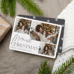 Tarjeta Festiva Saludo festivo | Foto de Navidades más valiosos<br><div class="desc">Nuestro elegante y festivo diseño de tarjetas de vacaciones es la manera perfecta de mostrar tres de sus fotos familiares favoritas. El diseño horizontal o paisajístico presenta "Navidades más hermosos" en tipografía negra de ceniza suave y escritura con letras a mano,  con el nombre de su familia debajo.</div>