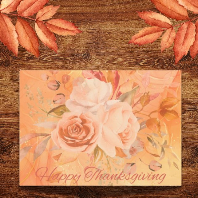 Tarjeta Festiva Saludo floral único de Acción de Gracias (Heartfelt gratitude expressed on a beautiful floral Thanksgiving Card)