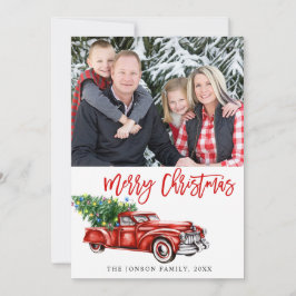 Tarjeta Festiva Saludo fotográfico de camionetas de Navidades clás
