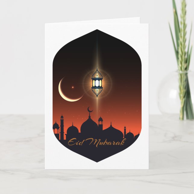 Tarjeta Festiva Saludo fotográfico de Eid Mubarak (Anverso)