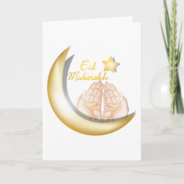 Tarjeta Festiva Saludo fotográfico de Eid Mubarak (Anverso)