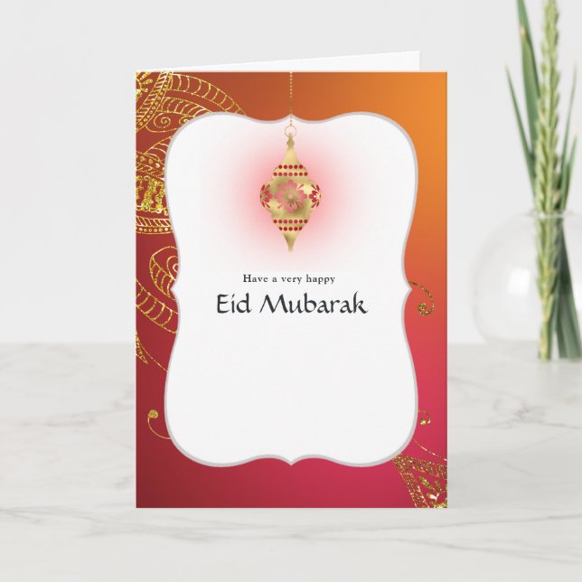 Tarjeta Festiva Saludo fotográfico de Eid Mubarak (Anverso)