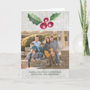 Tarjeta Festiva Saludo fotográfico de feriado de Cepillado Holly y
