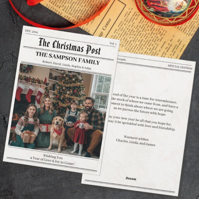 Tarjeta Festiva Saludo fotográfico de la familia de un periódico n (Subido por el creador)