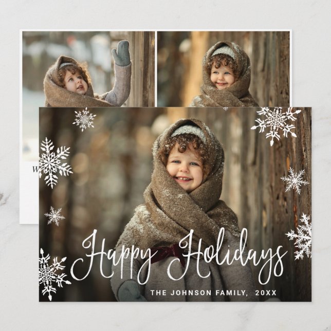 Tarjeta Festiva Saludo fotográfico de Navidades modernos (Anverso / Reverso)