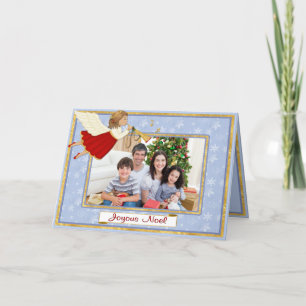 Tarjeta Festiva Saludo fotográfico de Trumpet Angel Noel