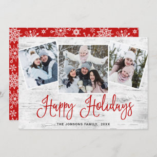 Tarjeta Festiva Saludo FOTOGRÁFICO Rústico Birch Bark 3 navidades