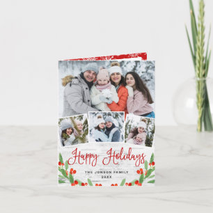 Tarjeta Festiva Saludo FOTOGRÁFICO Rústico Birch Bark 4 navidades