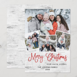 Tarjeta Festiva Saludo FOTOGRÁFICO Rústico Birch Bark 4 navidades