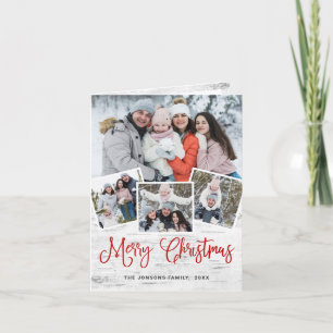 Tarjeta Festiva Saludo FOTOGRÁFICO Rústico Birch Bark 4 navidades
