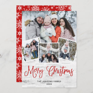 Tarjeta Festiva Saludo FOTOGRÁFICO Rústico Birch Bark 4 navidades