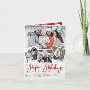 Tarjeta Festiva Saludo FOTOGRÁFICO Rústico Birch Bark 4 navidades