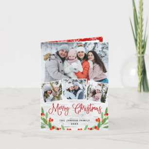 Tarjeta Festiva Saludo FOTOGRÁFICO Rústico Birch Bark 4 navidades