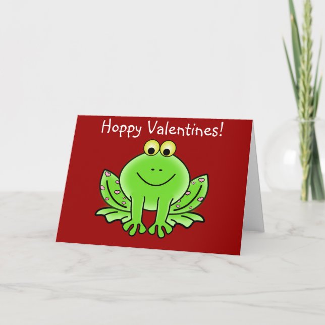 Tarjeta Festiva Saludo gracioso de Love Frog: El día de San Valent (Anverso)