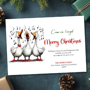 Tarjeta Festiva Saludo Juguetón de Navidades con Gansos Tontos y C