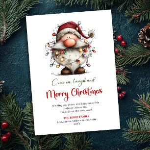 Tarjeta Festiva Saludo juguetón y extravagante de Santa Claus clás