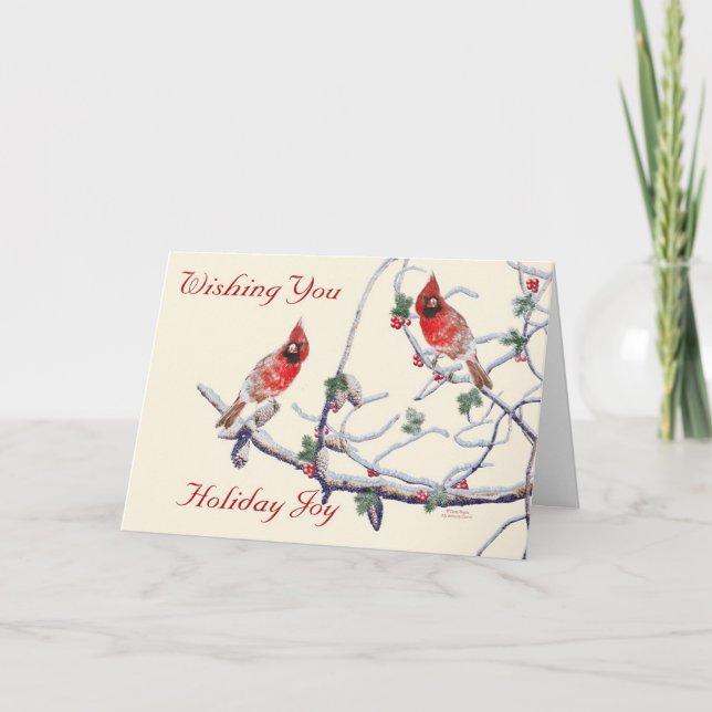 Tarjeta Festiva Saludo navideño del cardenal (Anverso)