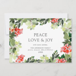 Tarjeta Festiva Saludo Navideño Festivo de Bayas de Acebo