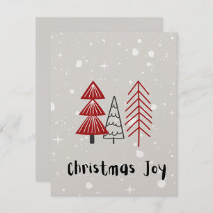Tarjeta Festiva Saludo navideño minimalista beige y moro rojo