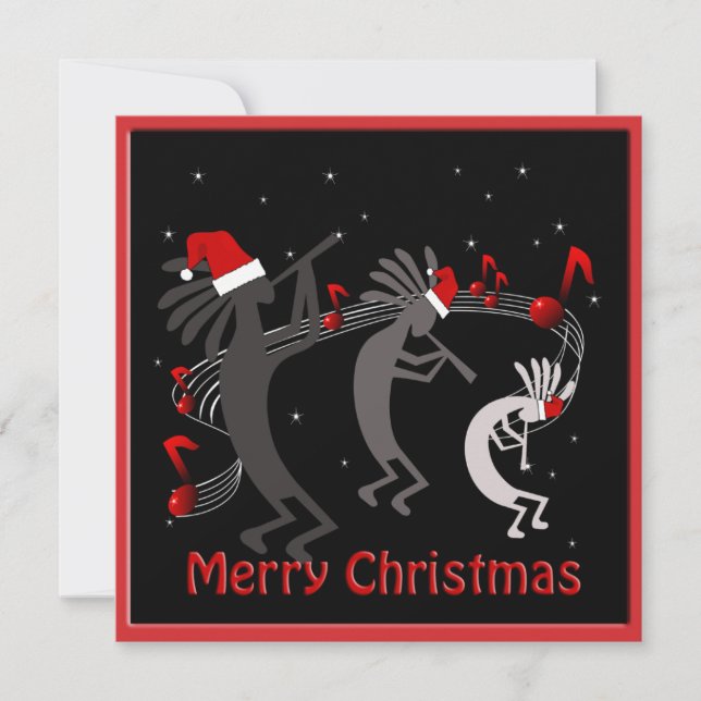 Tarjeta Festiva Saludo plano de los Navidades Kokopelli (Anverso)