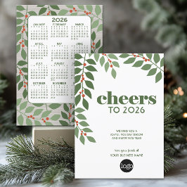 Tarjeta Festiva Saludo profesional con el calendario y logotipo de