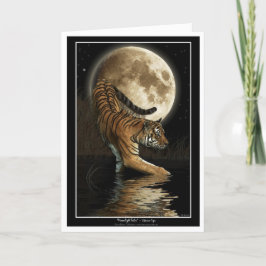 Tarjeta Festiva Saludo-tarjeta del TIGRE y de la luna de Bengala