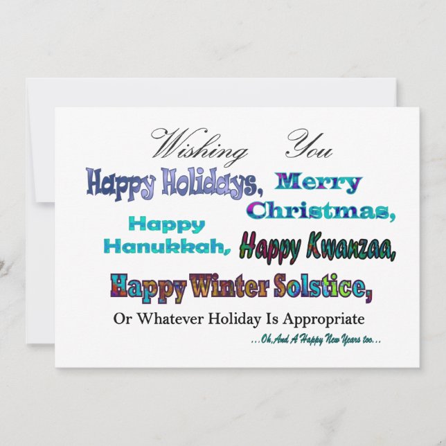 Tarjeta Festiva Saludo Turquoise Blue Multi Holiday (Anverso)