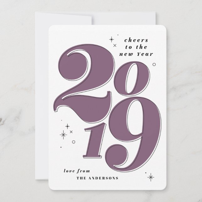 Tarjeta Festiva Saludos a la audacia del nuevo año 2019 (Anverso)