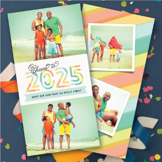 Tarjeta Festiva Saludos a la foto de 2025 de las franjas de cítric