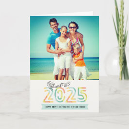 Tarjeta Festiva Saludos a la foto de Año Nuevo feliz de las franja