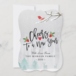 Tarjeta Festiva Saludos a la foto de la escena de nieve con guión 
