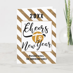 Tarjeta Festiva Saludos A La Moda De Oro De Año Nuevo Con Guión Mo