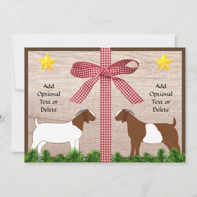 Tarjeta Festiva Saludos a los Navidades de la cabra de Boer Rústic (Anverso)