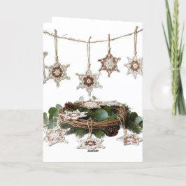 Tarjeta Festiva Saludos a los Navidades rusos del Boho Crochet Sno