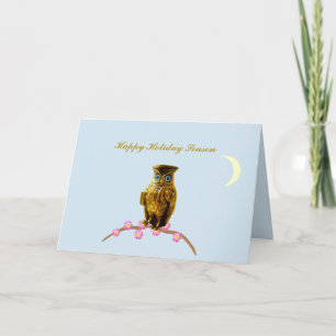Tarjeta Festiva Saludos a Owl de temporada de vacaciones