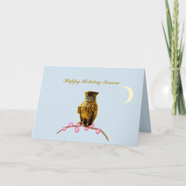 Tarjeta Festiva Saludos a Owl de temporada de vacaciones (Anverso)