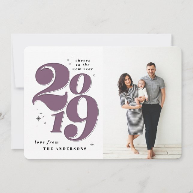 Tarjeta Festiva Saludos al audaz feriado por la foto 2019 de Año N (Anverso)