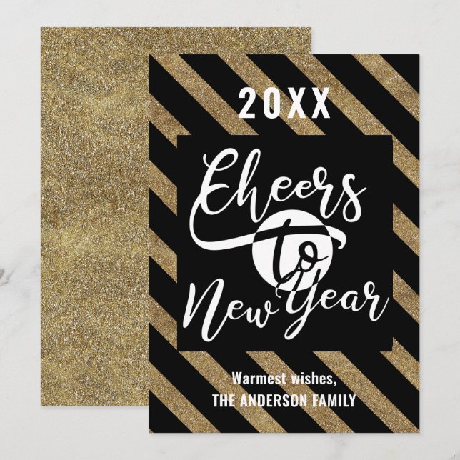 Tarjeta Festiva Saludos Al Oro Festivo De La Caligrafía Moderna De (Anverso / Reverso)