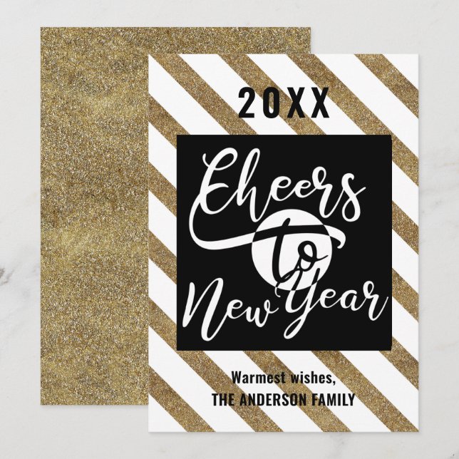 Tarjeta Festiva Saludos Al Oro Festivo De La Caligrafía Moderna De (Anverso / Reverso)