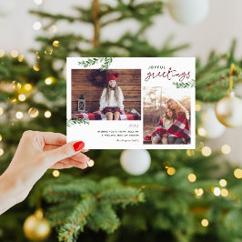 Tarjeta Festiva Saludos alegres | Ramas verdes 2 Foto