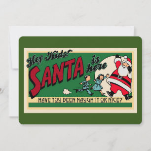 Tarjeta Festiva Saludos antiguos de Santa Claus