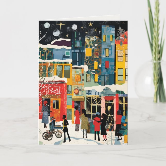 Tarjeta Festiva Saludos Artísticos para las Fiestas (Anverso)