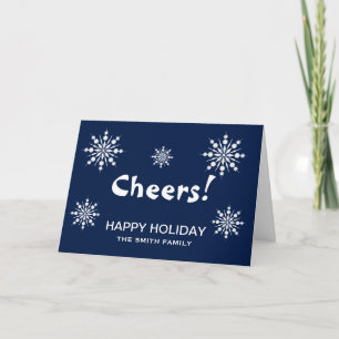 Tarjeta Festiva Saludos azules al copo de nieve de los Navidades d