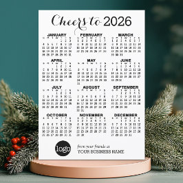 Tarjeta Festiva Saludos - Calendario y logotipo - Negros blancos