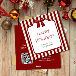 Tarjeta Festiva Saludos corporativos del Personalizado Red Stripes