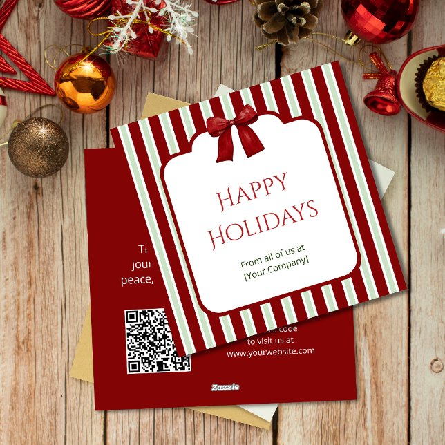 Tarjeta Festiva Saludos corporativos personalizados con rayas roja (Subido por el creador)