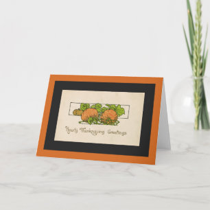 Tarjeta Festiva Saludos de Acción de Gracias- Calabaza-Art Deco