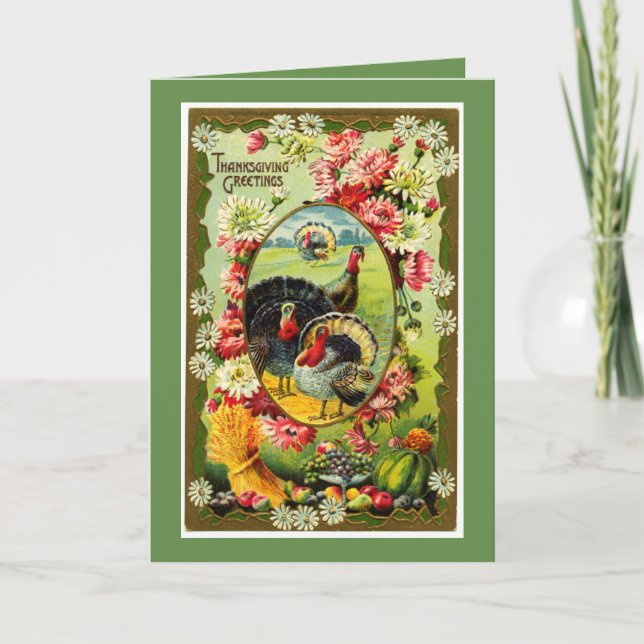 Tarjeta Festiva Saludos de Acción de Gracias de la Antigua Turquía (Anverso)